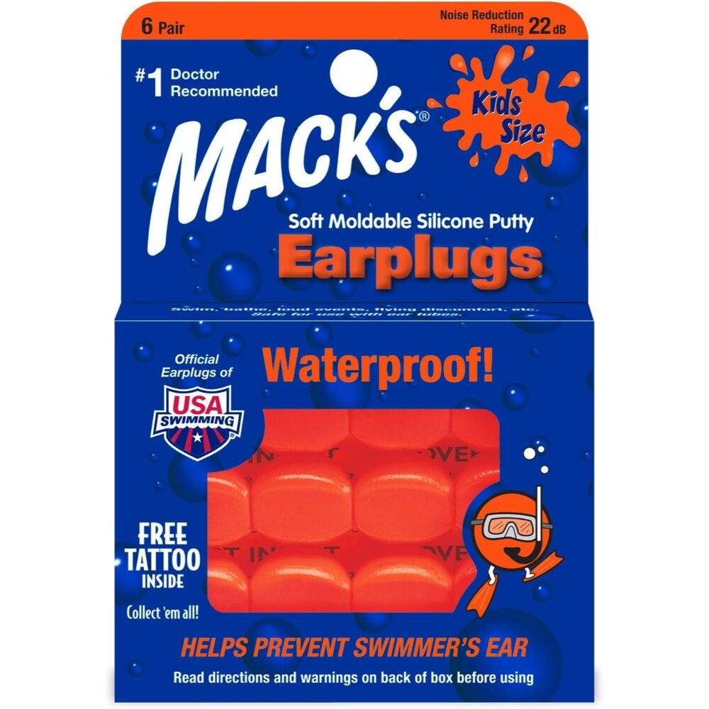 Soft Moldable Silicone Putty Ear Plugs - Kids Size, 6 Pair - Comfortable Small E